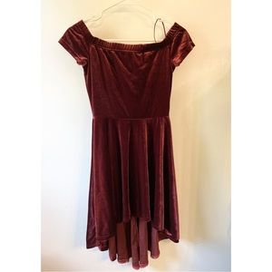 Velvet off shoulder dress